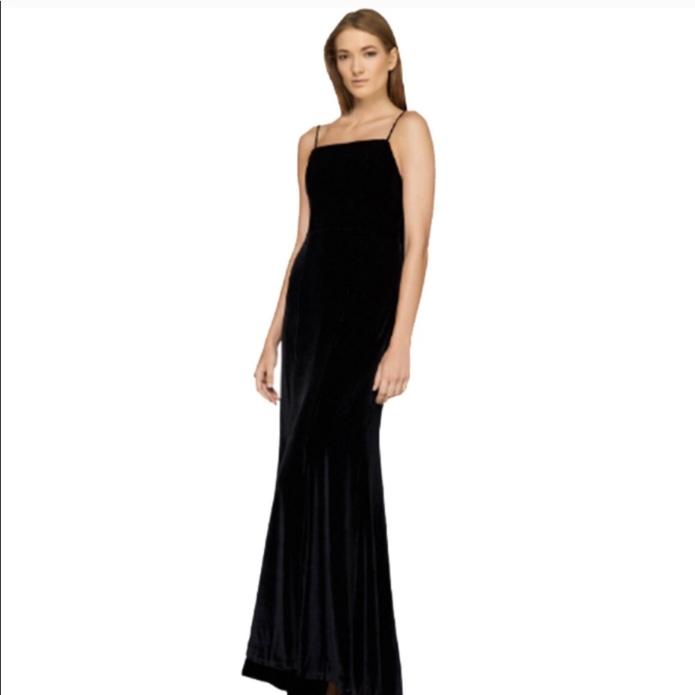 Fame and Partners Black Velvet Draped Gown - US 6
